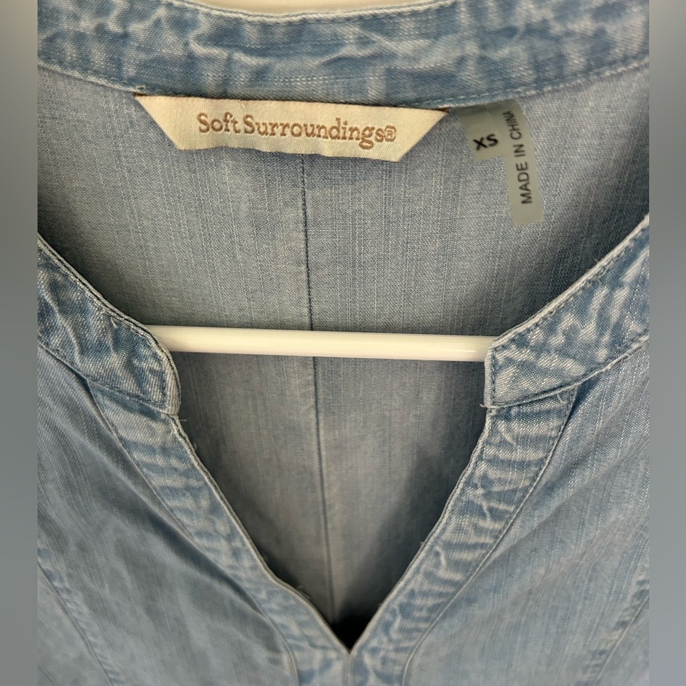 Soft Surroundings 100% Tencel Chambray Sleeveless Tunic Top Size XS - Picture 6 of 8